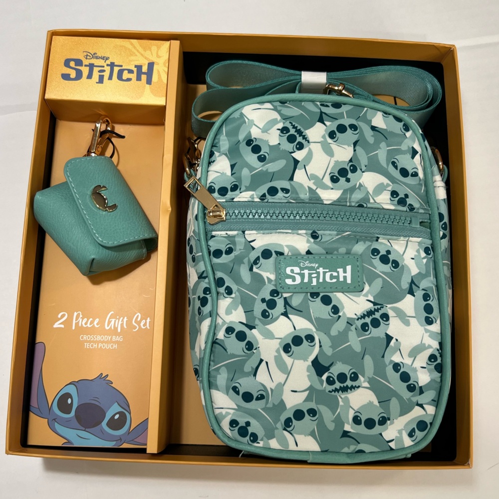 Disney Stitch Teal and White Bag Set